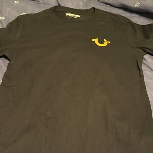True Religion Black Tee with Yellow Logo